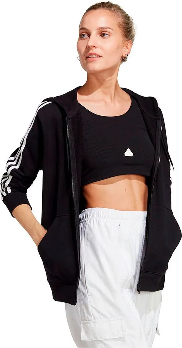 adidas Essentials 3-Stripes French Terry Ritshoodie IC8769 - Zwart