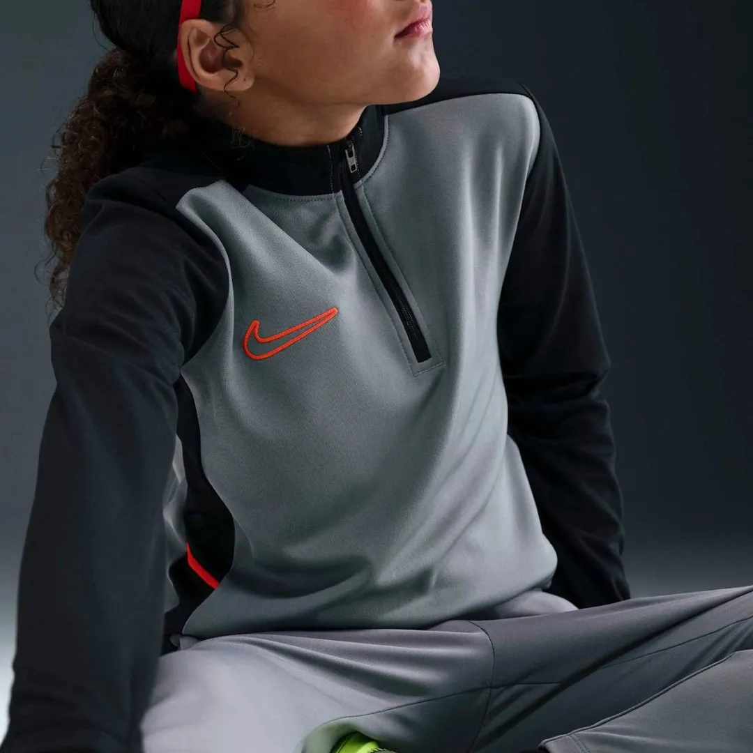 Nike Dri-FIT Academy 25 Trainingssweater Junior HJ3721-066 - Maat 140 - Grijs/Zwart/Rood
