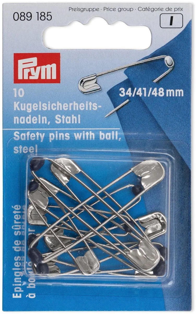 Prym Veiligheidsspeld Kogelstaal 34-48mm - Zilverkleurig