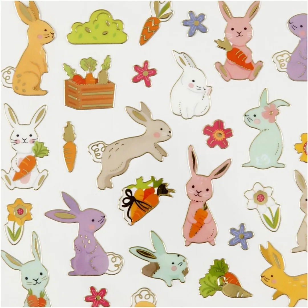 Creativ Company Paashaas Stickers - 50 Stuks - 15x16,5cm - Multicolor