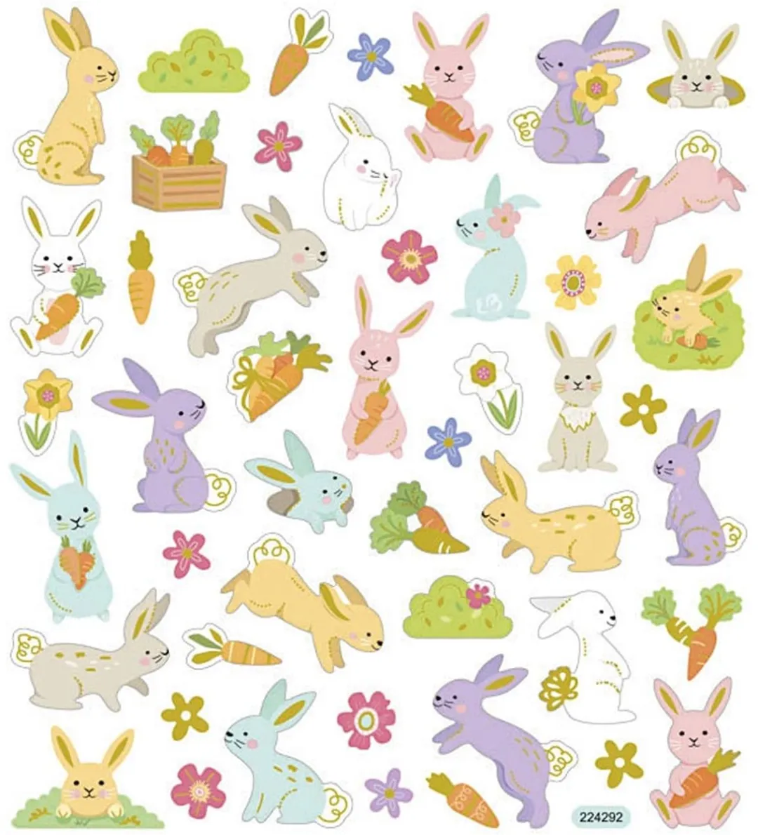 Creativ Company Paashaas Stickers - 50 Stuks - 15x16,5cm - Multicolor