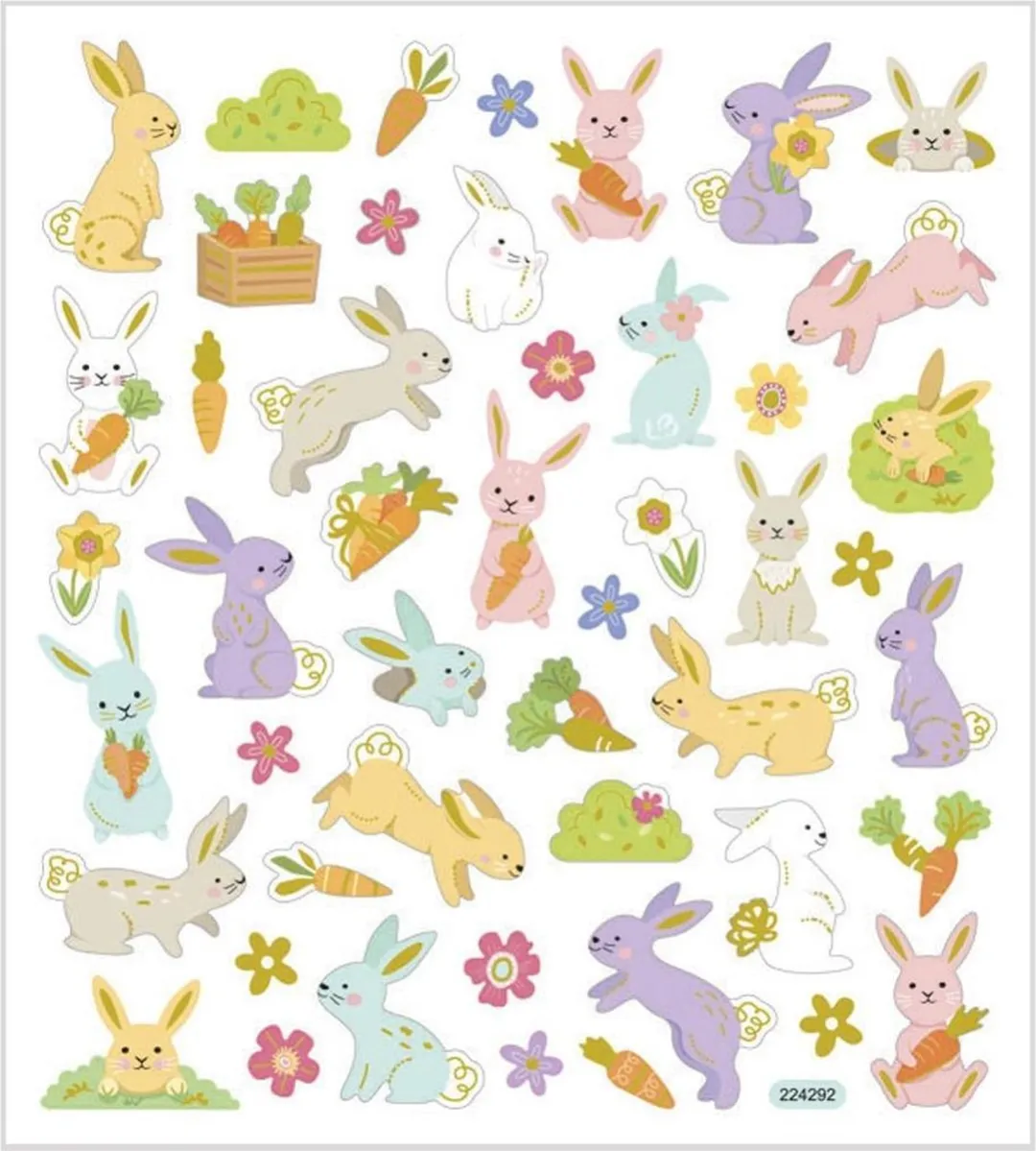 Creativ Company Paashaas Stickers - 50 Stuks - 15x16,5cm - Multicolor