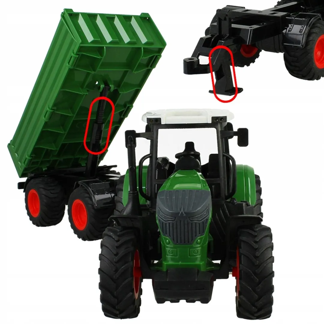Lean Toys Boerderij Tractor met Aanhanger - Bruin/Groen/Rood/Wit/Zwart