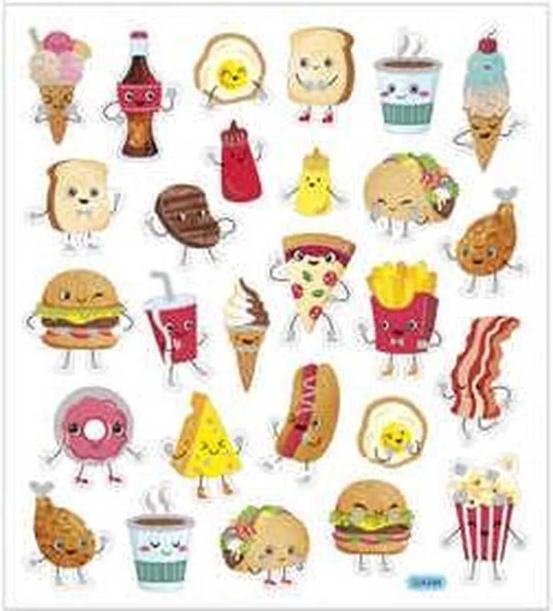 Creativ Company Fast Food Stickers - 1 Vel - 15x16,5cm - Multicolor