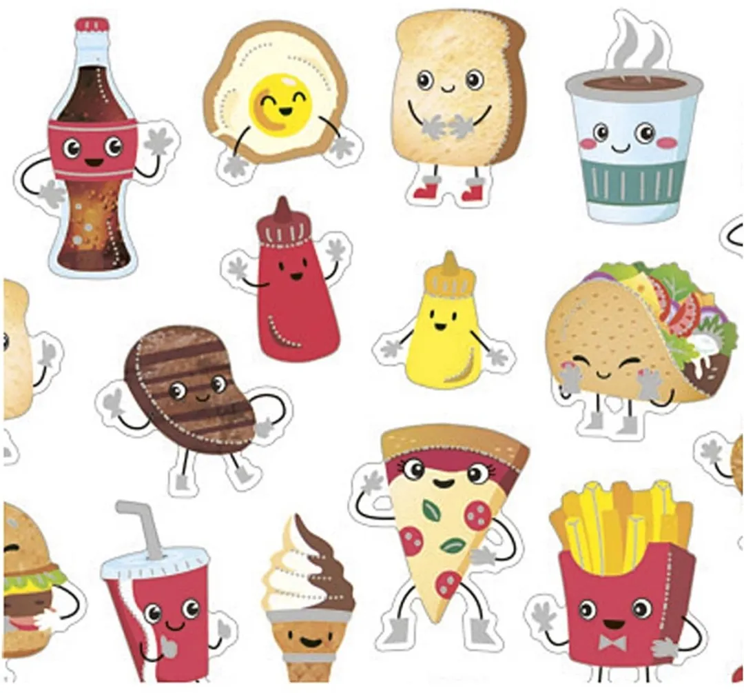 Creativ Company Fast Food Stickers - 1 Vel - 15x16,5cm - Multicolor