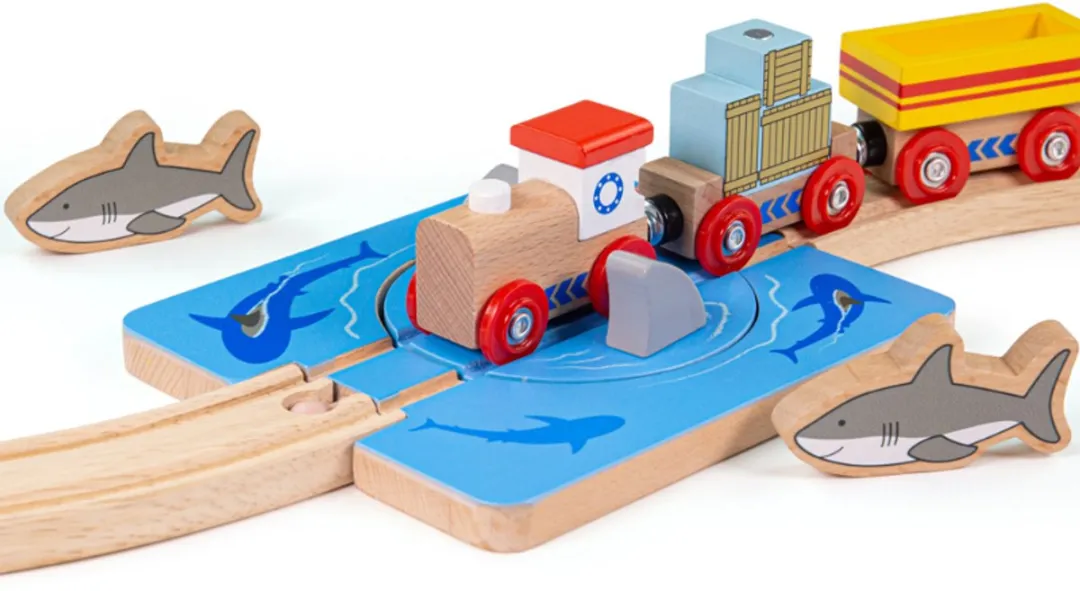 BIGJIGS Rail Houten Trein Draaischijf Haaien BJT176 - Meerkleurig - afbeelding 6 van 6