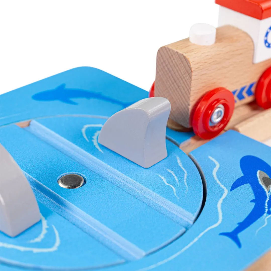 BIGJIGS Rail Houten Trein Draaischijf Haaien BJT176 - Meerkleurig