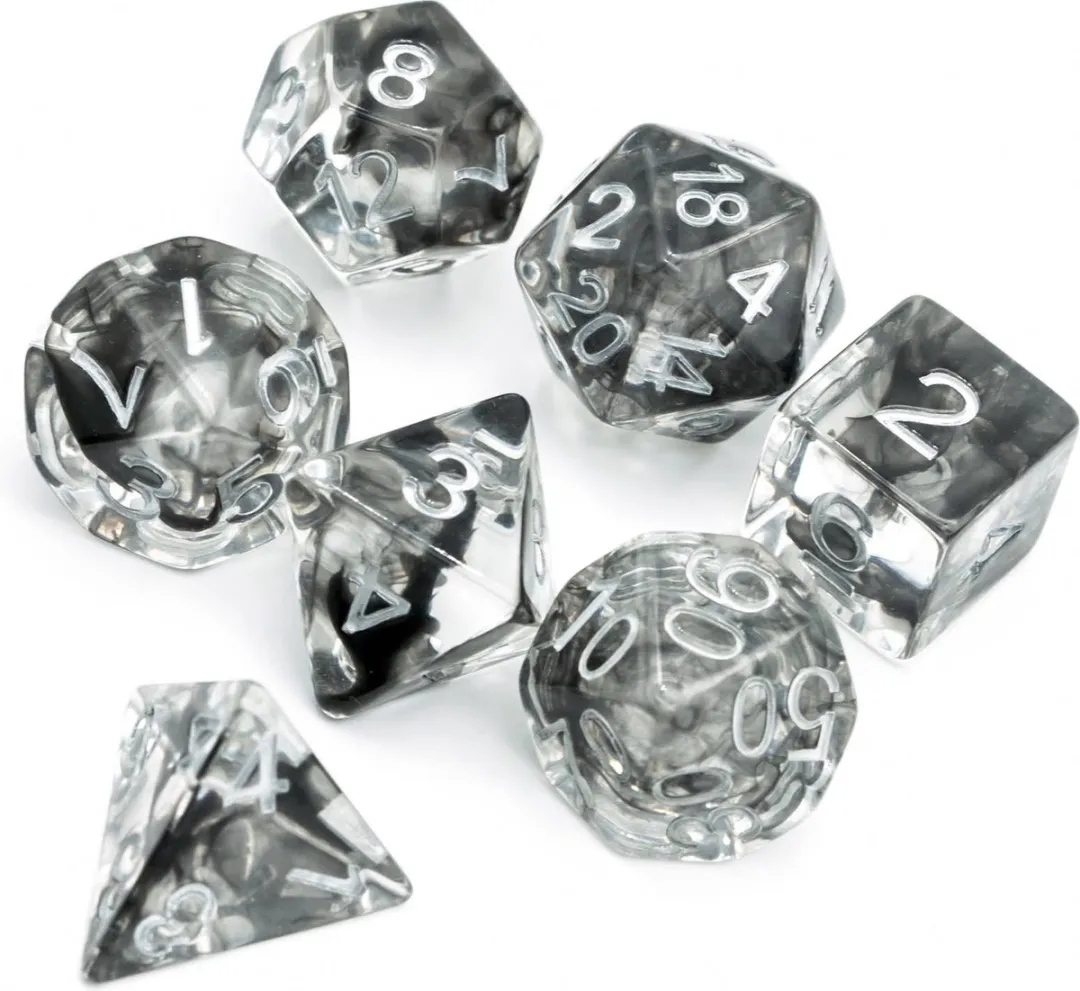 Lapi Toys D&D Polydice Set 7 Stuks - Zwart/Transparant