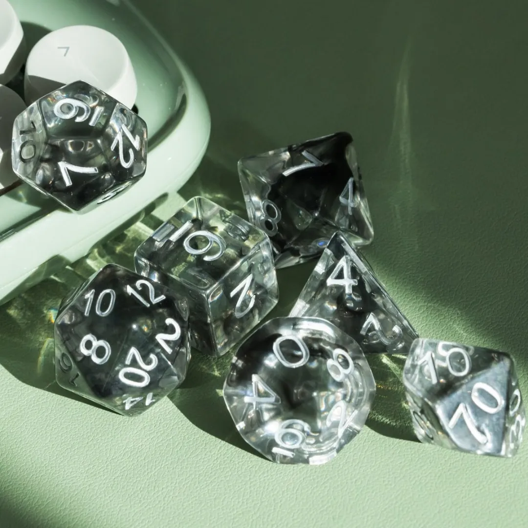 Lapi Toys D&D Polydice Set 7 Stuks - Zwart/Transparant