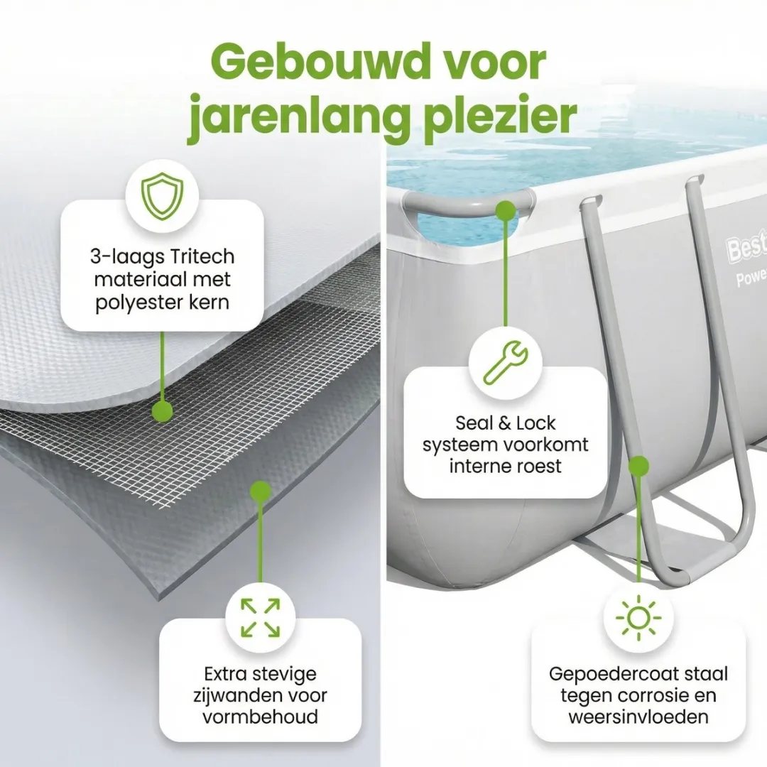 Bestway Power Steel Zwembad 488x244x122cm - 11.532L - Grijs