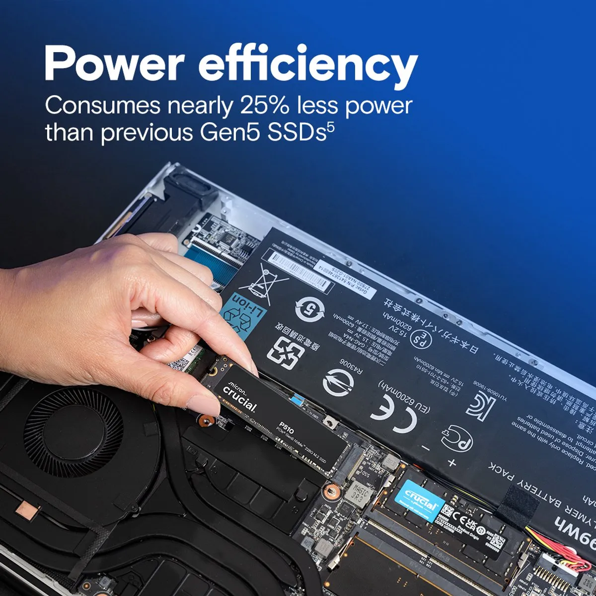 Crucial P510 CT1000P510SSD8 NVMe SSD 1TB - Gen5 - afbeelding 6 van 6