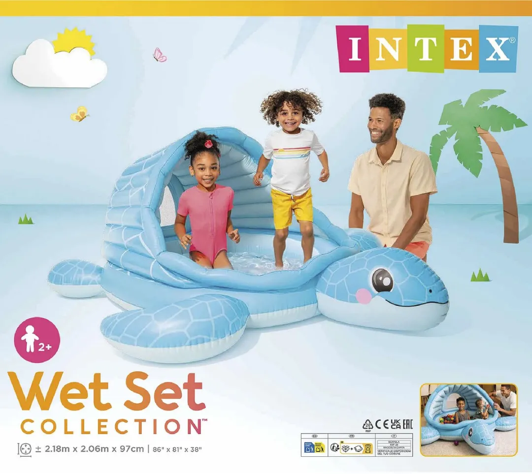Intex Schildpad Opblaasbaar Kinderzwembad 2-in-1 218x206x97cm - afbeelding 6 van 6