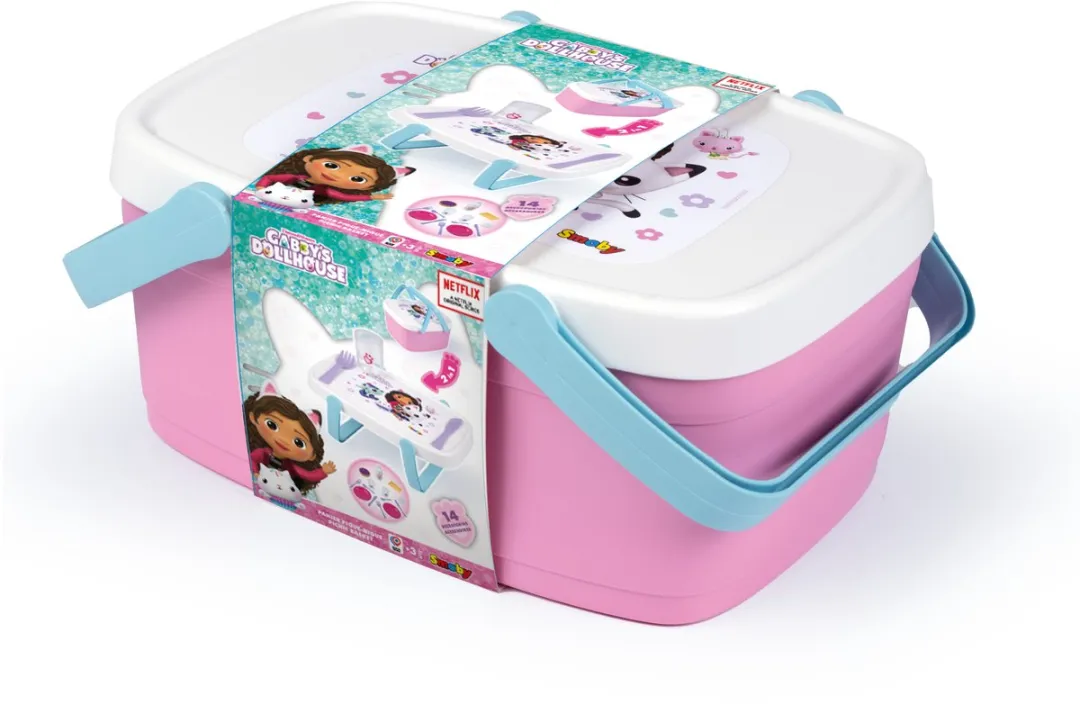 Smoby Gabby's Picknick Mand Speelgoedkeukenaccessoireset Roze - 14-delig
