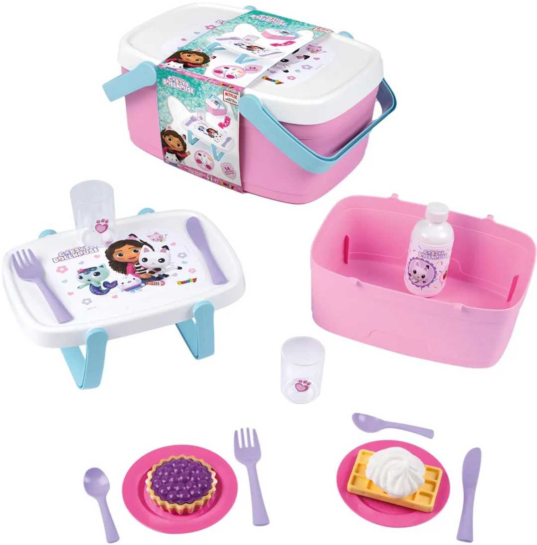 Smoby Gabby's Picknick Mand Speelgoedkeukenaccessoireset Roze - 14-delig