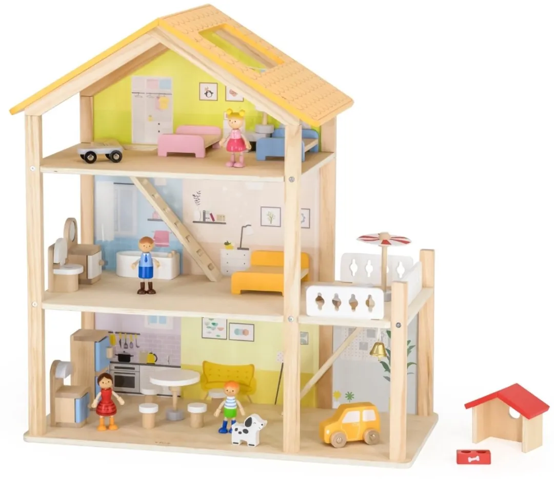 Viga Houten Poppenhuisset - Meerkleurig