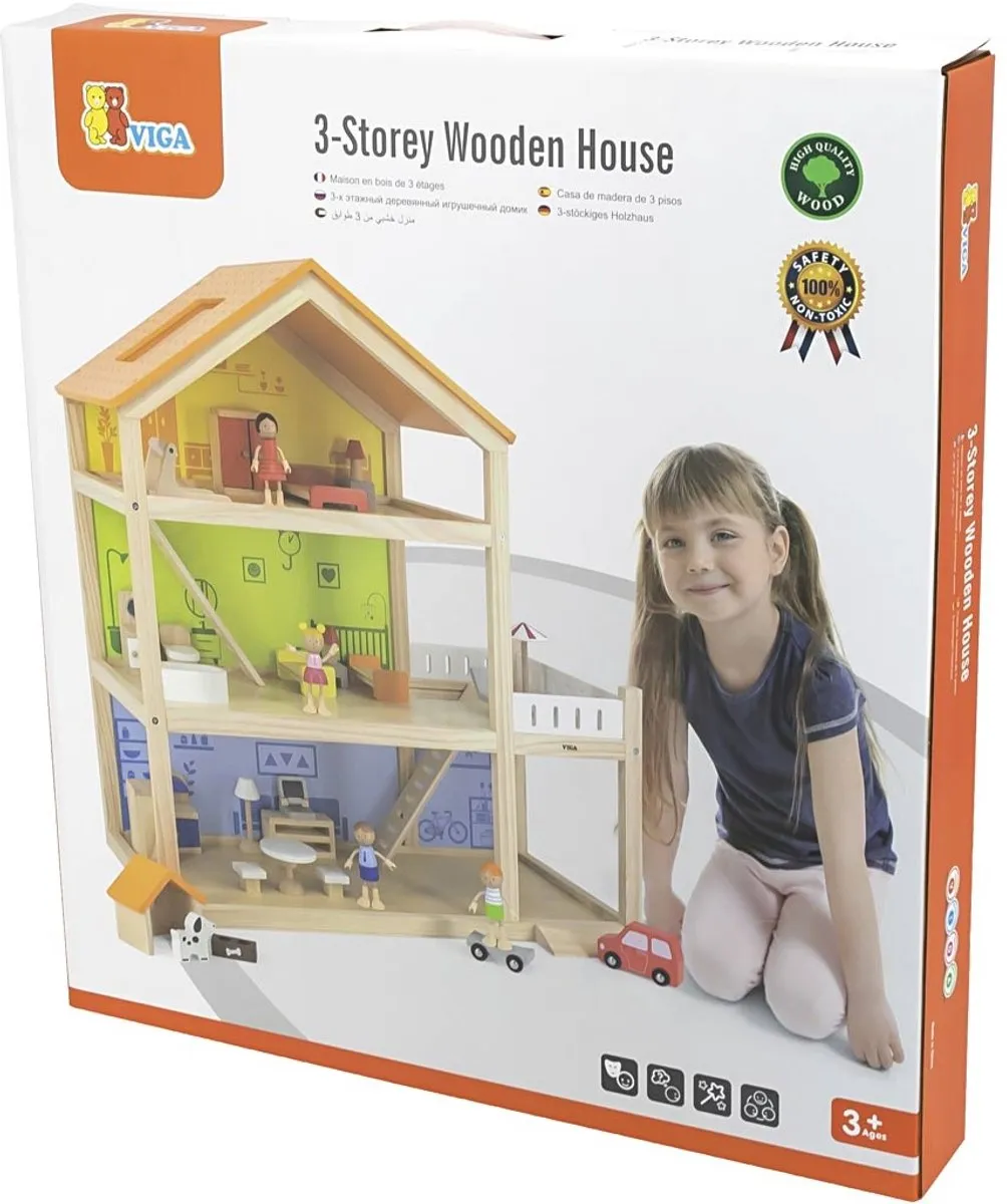 Viga Houten Poppenhuisset - Meerkleurig