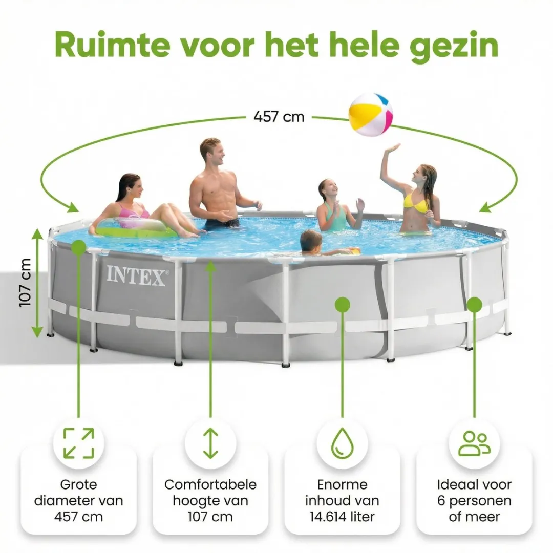 Intex Prism Frame 26724GN Zwembad 457x107cm - Met filterpomp & accessoires