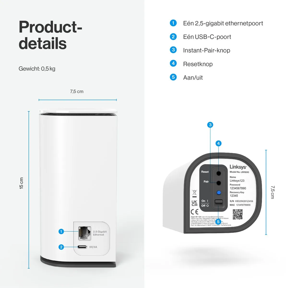 Linksys Velop Micro 7 Mesh WiFi 7 - Wit