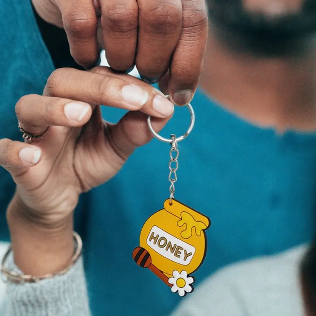 Jonotoys Bij met Vleugels Sleutelhanger