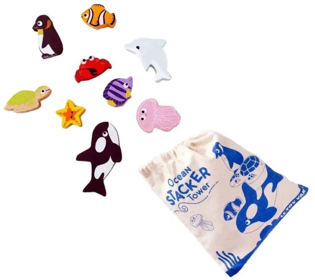 Le Toy Van Ocean Wooden Animals Stacking Toy PL139