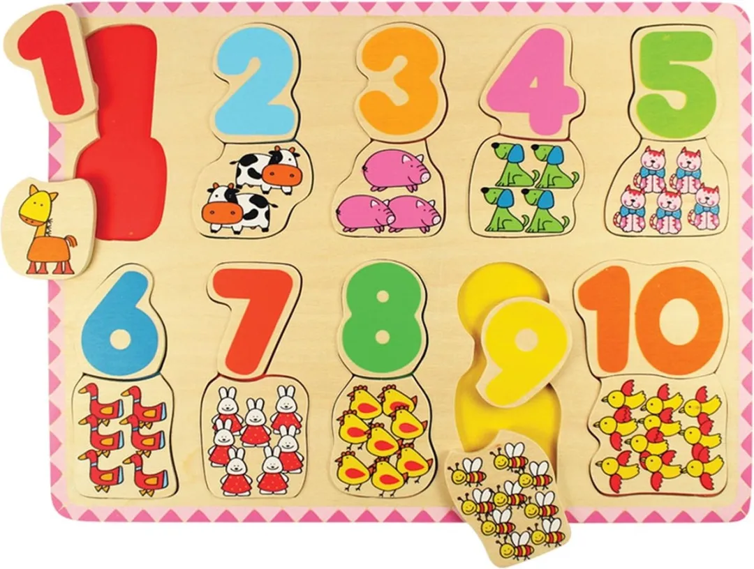 BigJigs Nummers & Kleuren Puzzel 20 Stuks - Meerkleurig