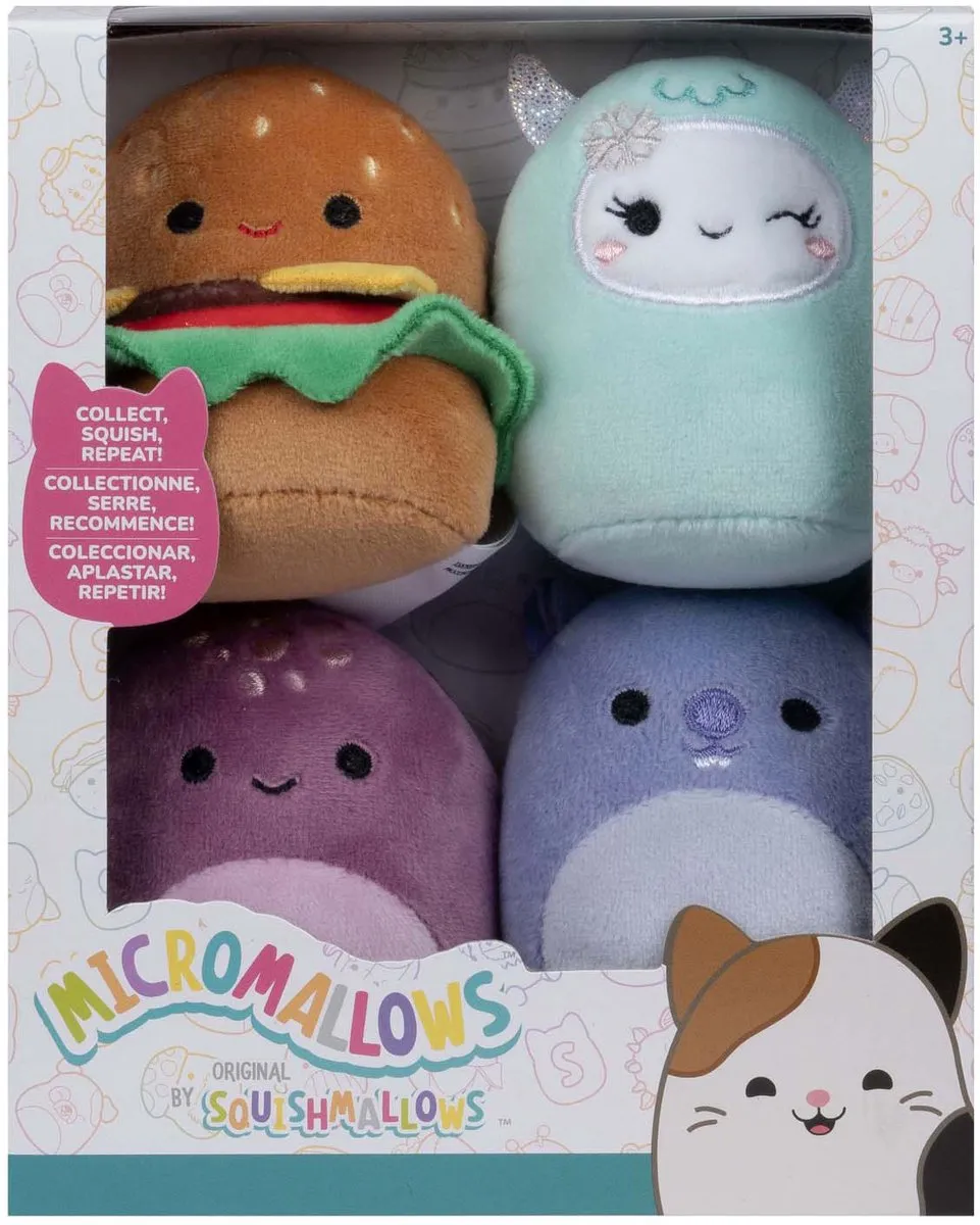Squishmallows Micromallows Pluche Knuffels - 4 Stuks - Meerkleurig