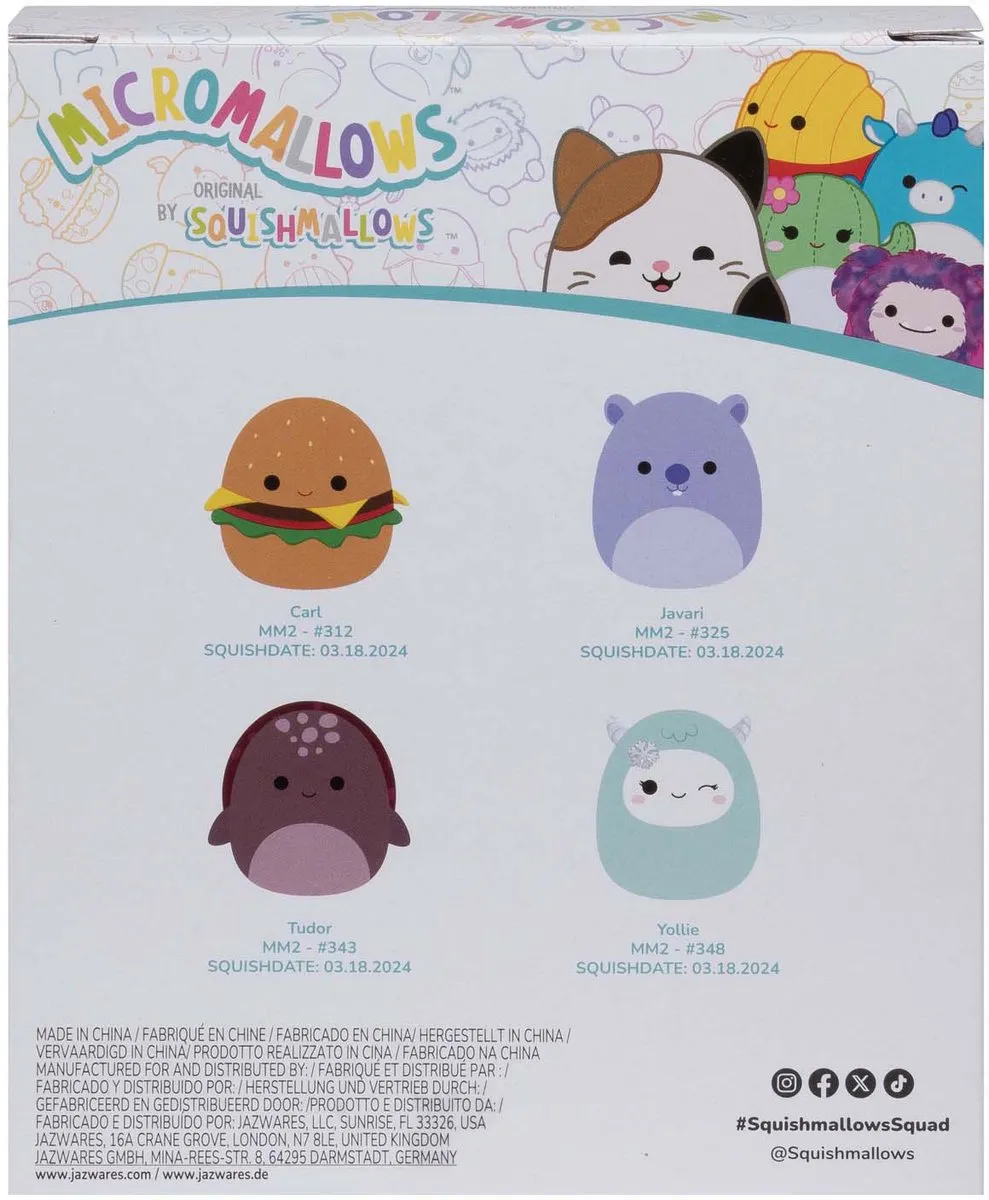 Squishmallows Micromallows Pluche Knuffels - 4 Stuks - Meerkleurig