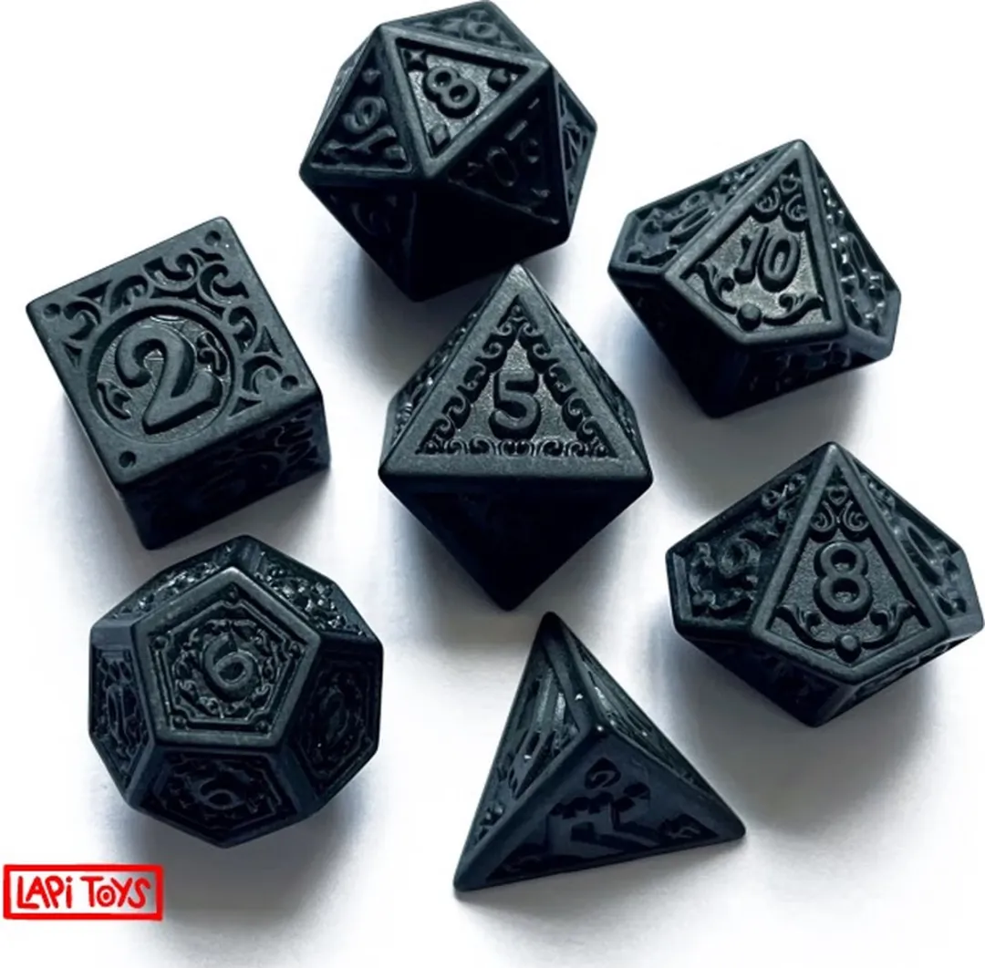 Lapi Toys DnD Dice Set Polydice - 7 Stuks Acryl Zwart