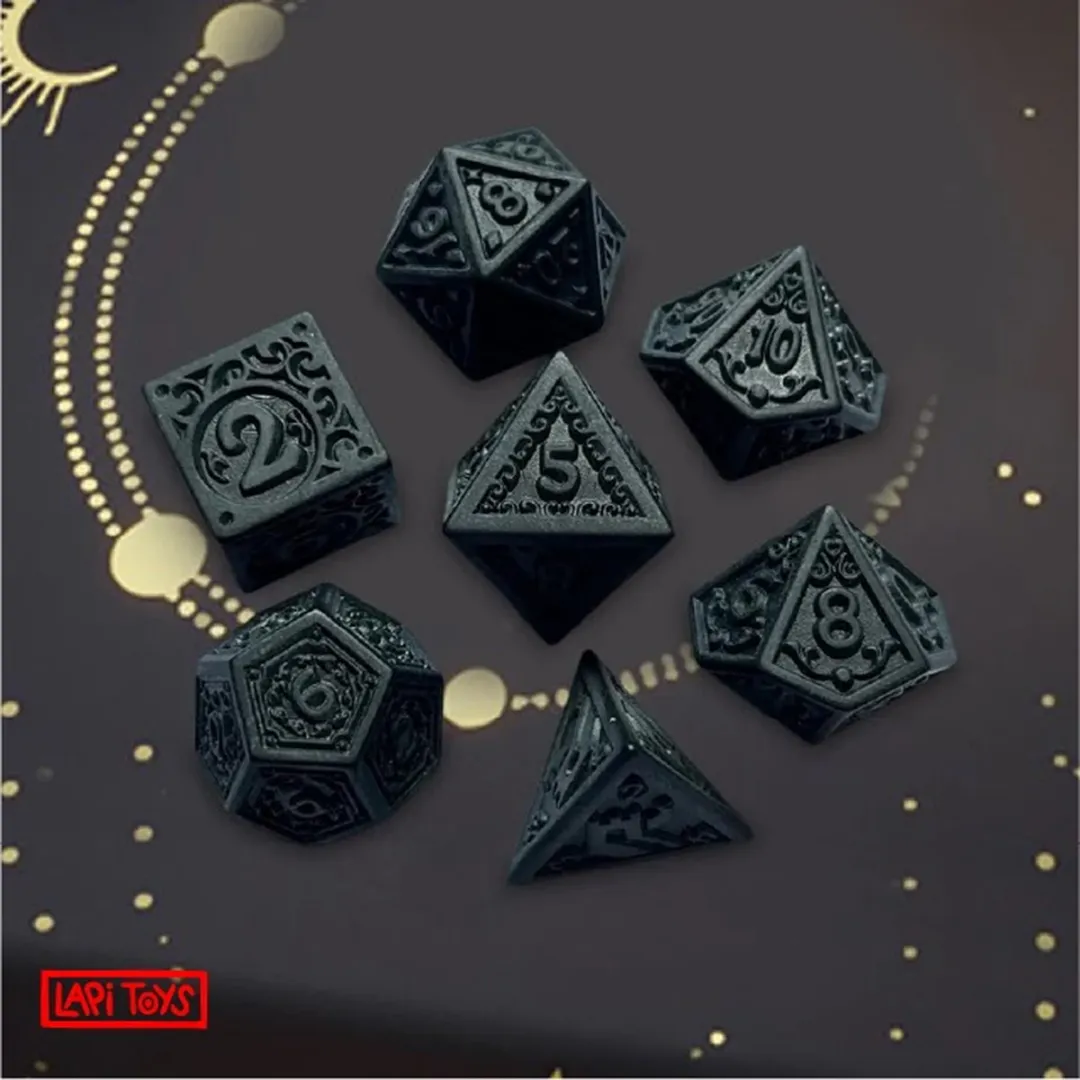Lapi Toys DnD Dice Set Polydice - 7 Stuks Acryl Zwart