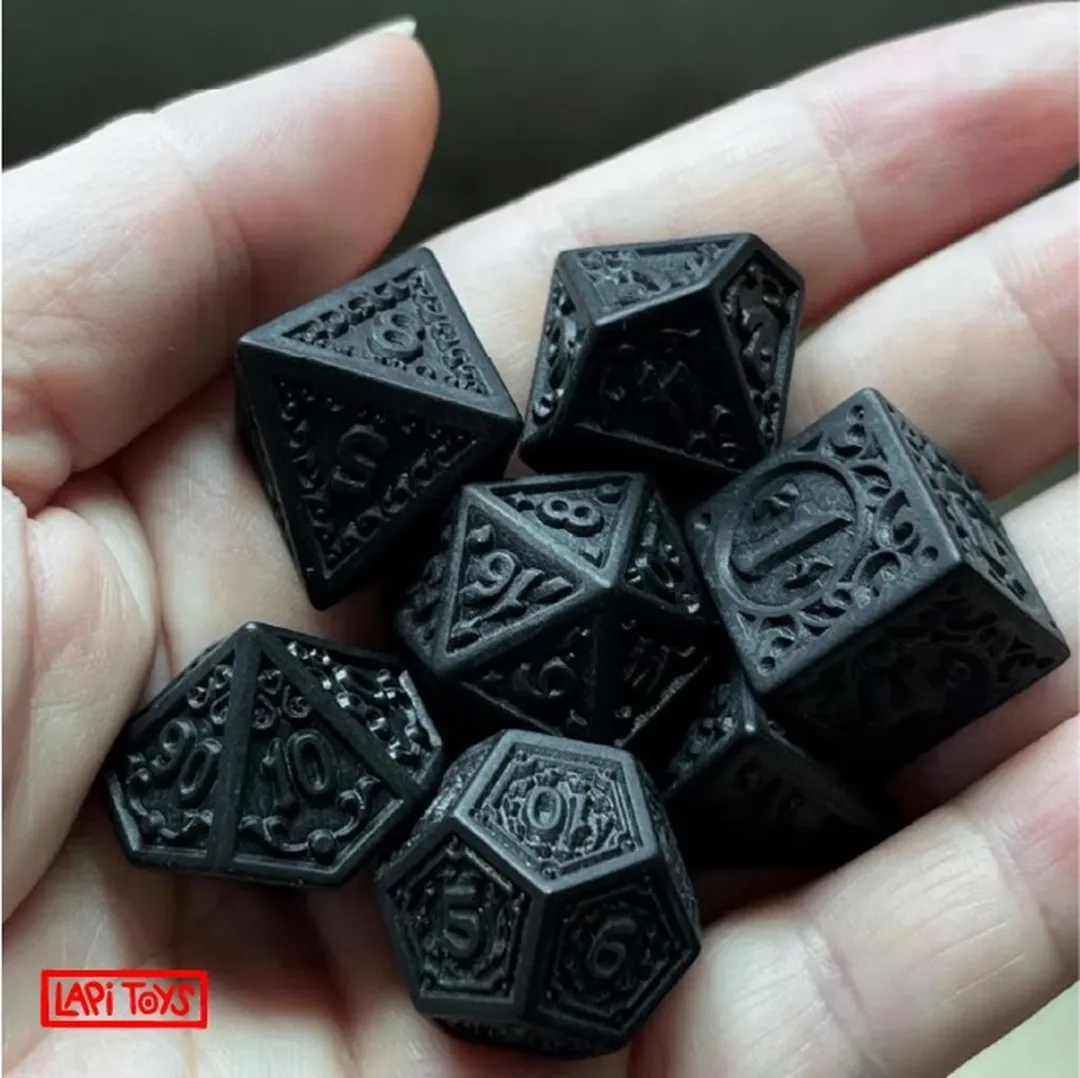 Lapi Toys DnD Dice Set Polydice - 7 Stuks Acryl Zwart