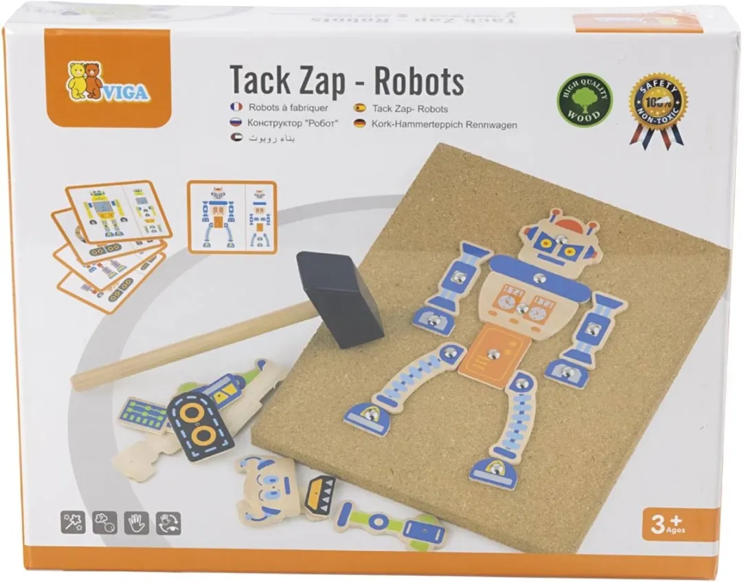 Viga Toys Houten Robot Spijkerspel - 45 Stuks - Meerkleurig