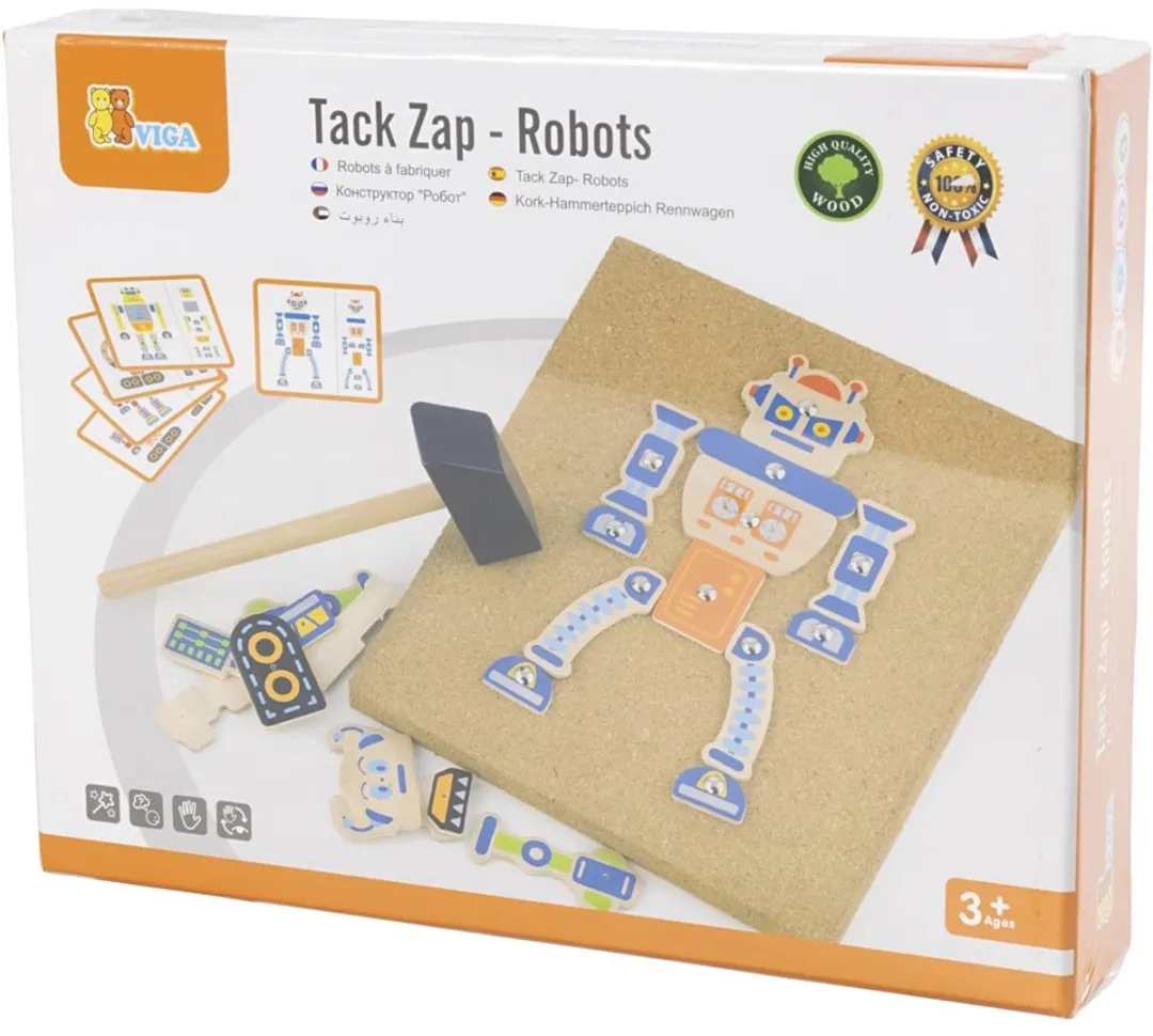 Viga Toys Houten Robot Spijkerspel - 45 Stuks - Meerkleurig