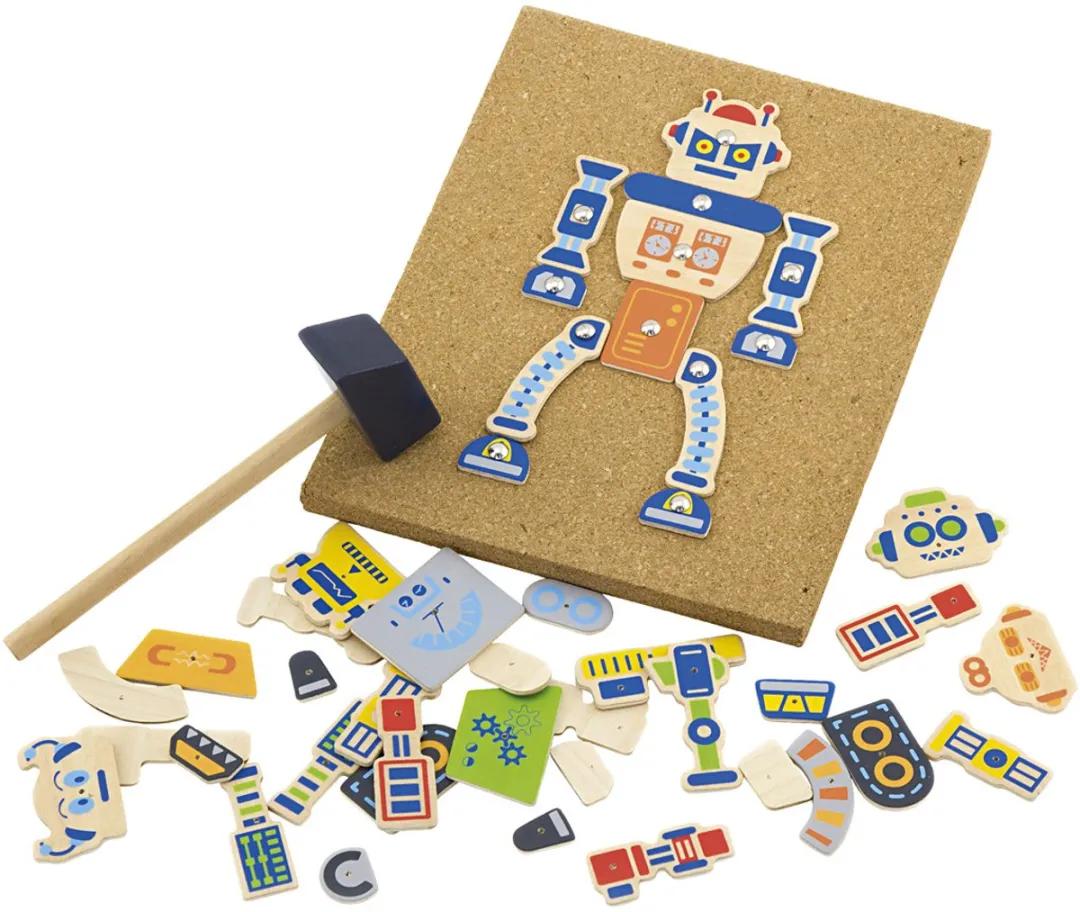 Viga Toys Houten Robot Spijkerspel - 45 Stuks - Meerkleurig