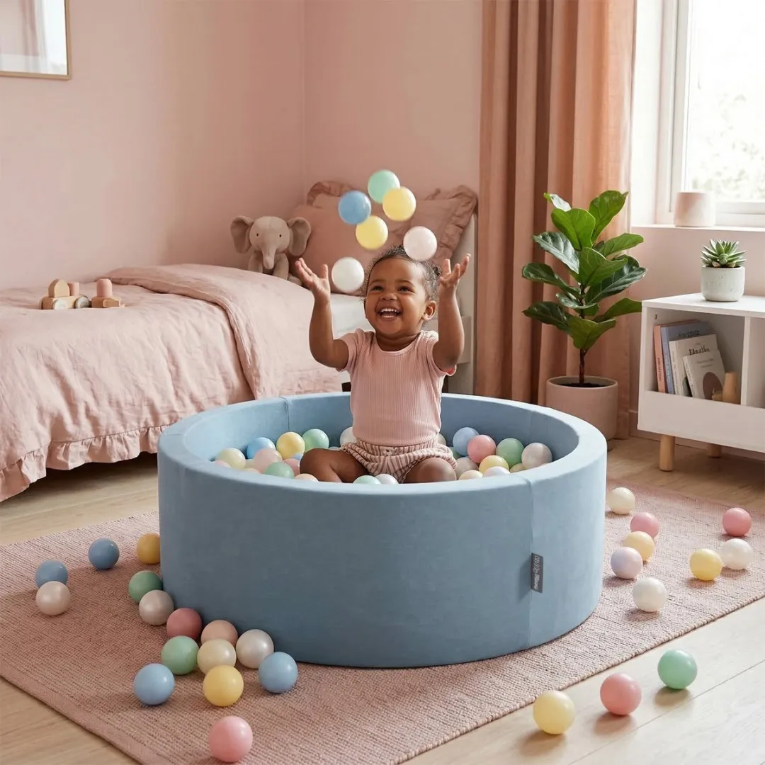 KiddyMoon Schuim Ballenbad 90x30cm - 300 Ballen Blauw Parelmoer
