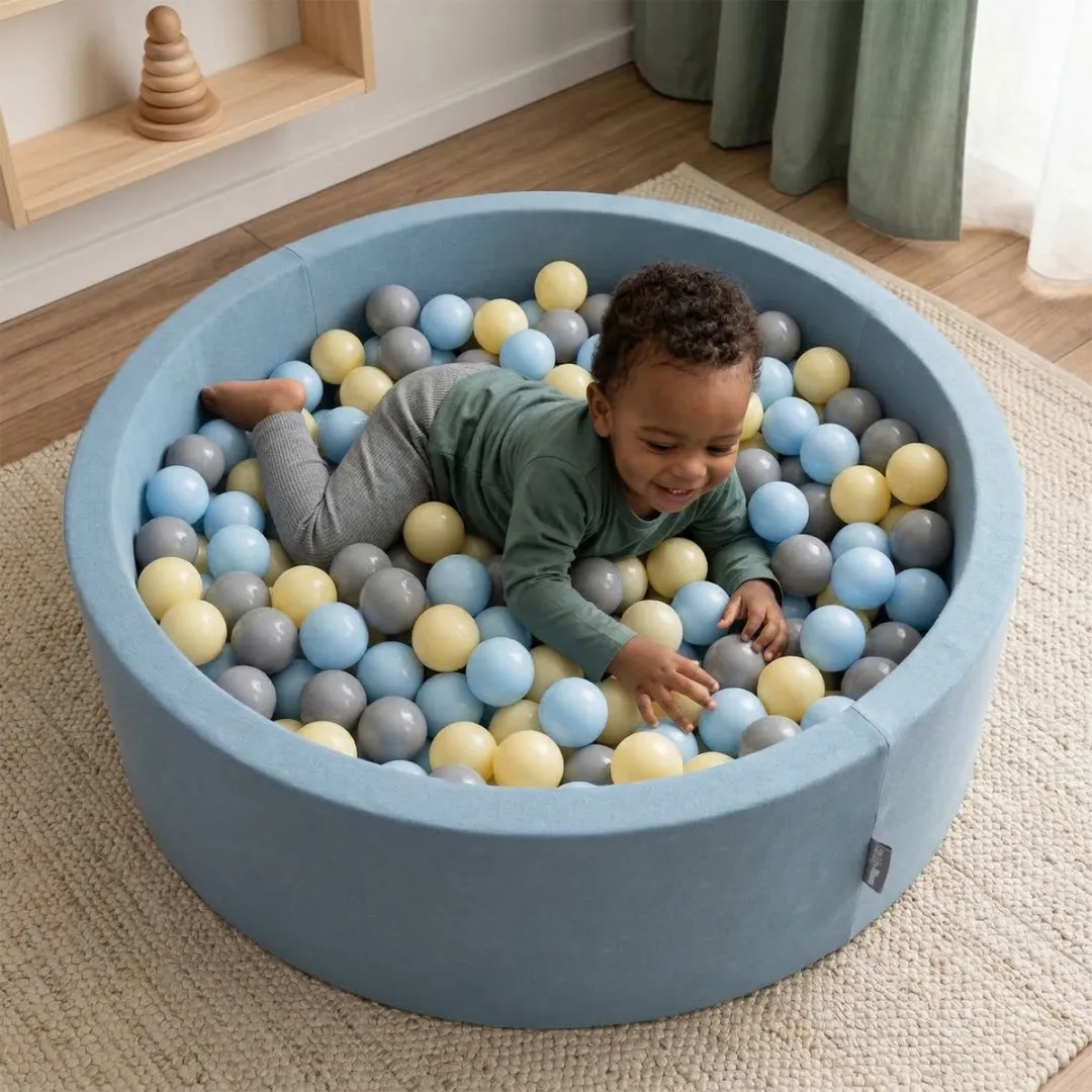 KiddyMoon Schuim Ballenbad 90x30cm - 300 Ballen Blauw Parelmoer