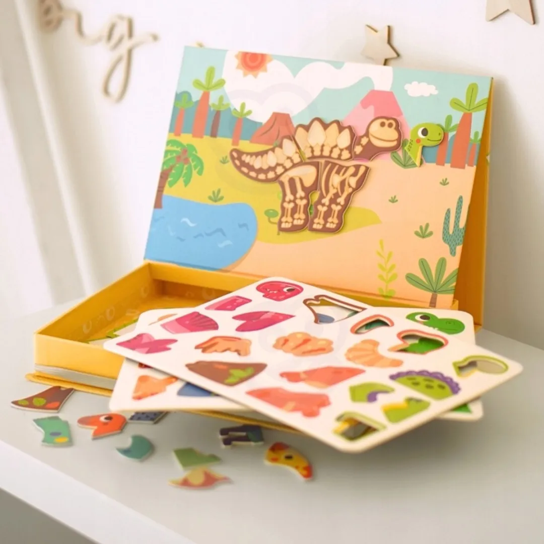 Tooky Toy Magnetische Dinosaurus Puzzel - 68 Stuks - Meerkleurig