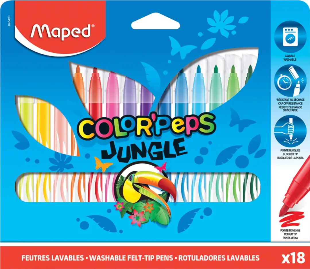 Maped Color'peps Jungle Viltstiften - 18 Stuks - Meerkleurig