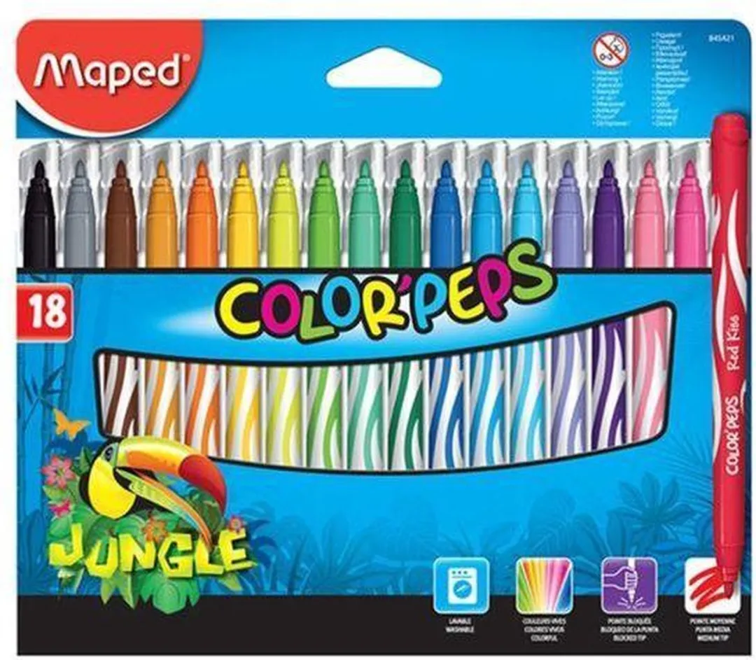 Maped Color'peps Jungle Viltstiften - 18 Stuks - Meerkleurig