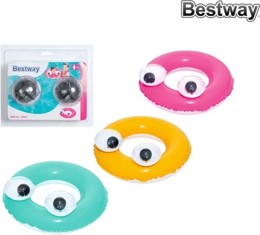 Bestway Bigeye Zwemring 61cm - Roze/Blauw/Gel