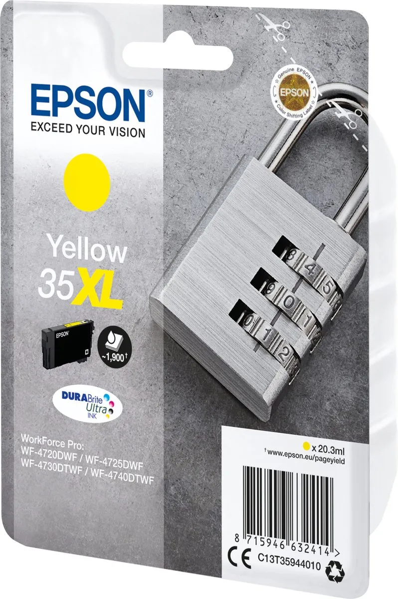 Epson Padlock Yellow C13T35944020 XL Cartridge - 20.3ml