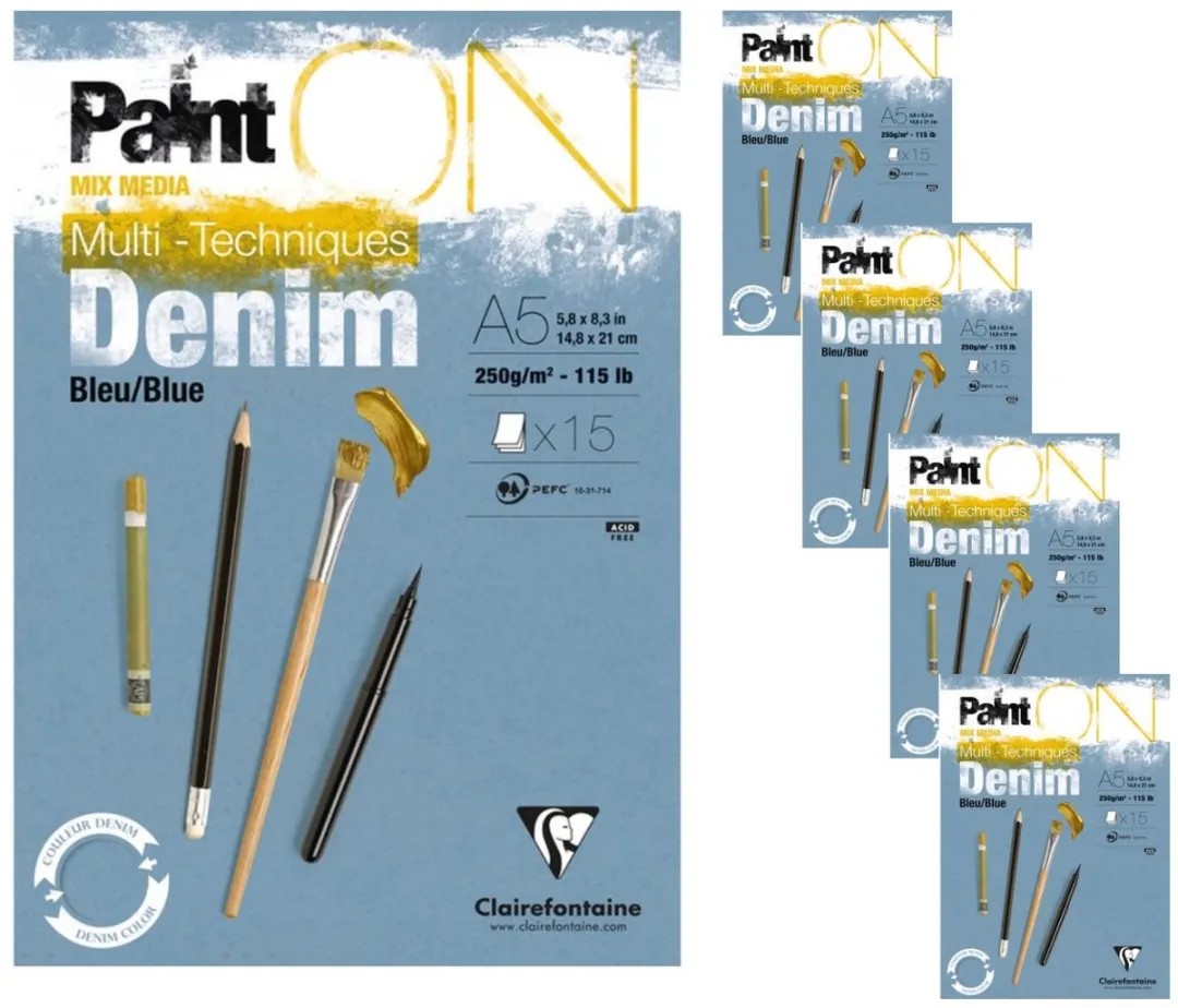 Clairefontaine Paint ON Multi-Techniek Pad Denim Blue A5