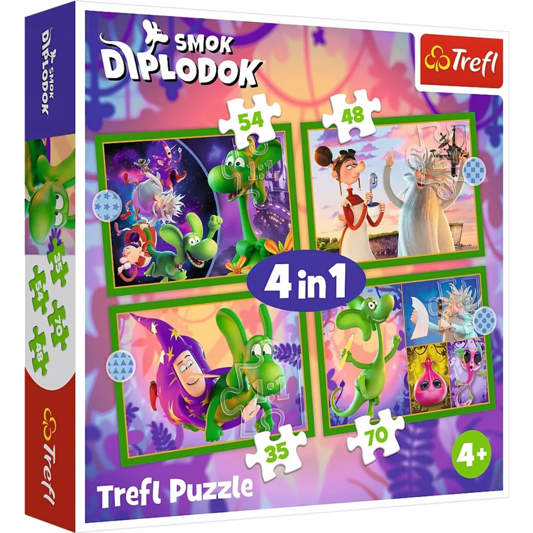Trefl Diplodok Drakenwereld Puzzels 4-in-1