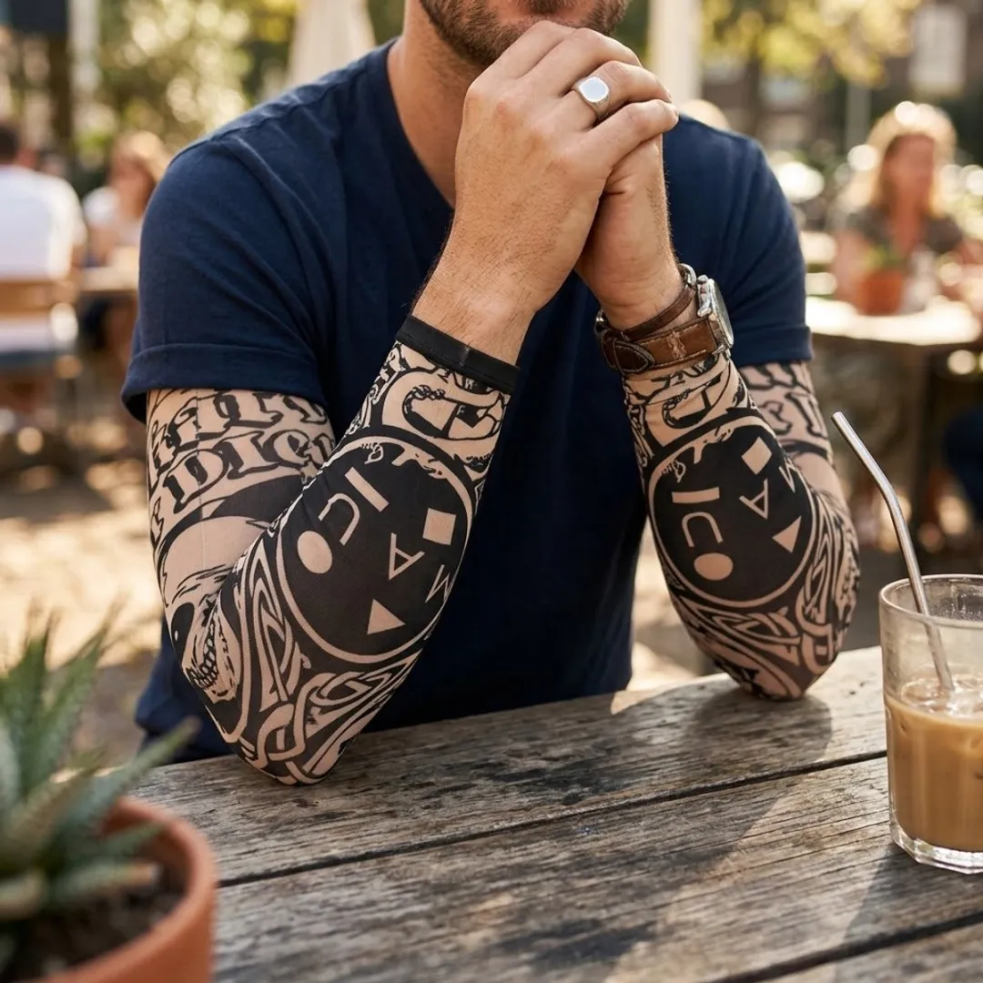 NuveX Tattoo Mouwen Set 8 Stuks - Zwart Beige