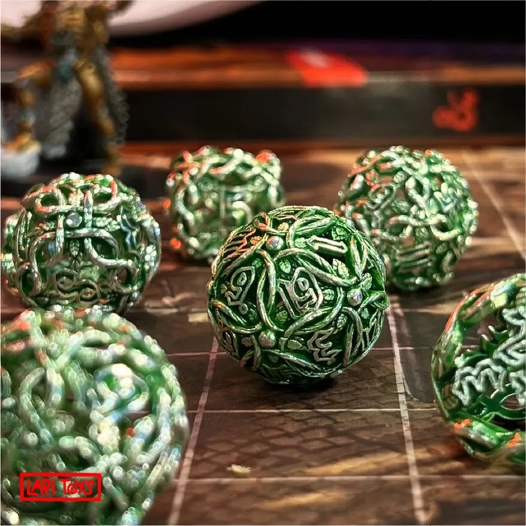 Lapi Toys DnD Polydice Metalen Dobbelstenen - 7 Stuks - Groen