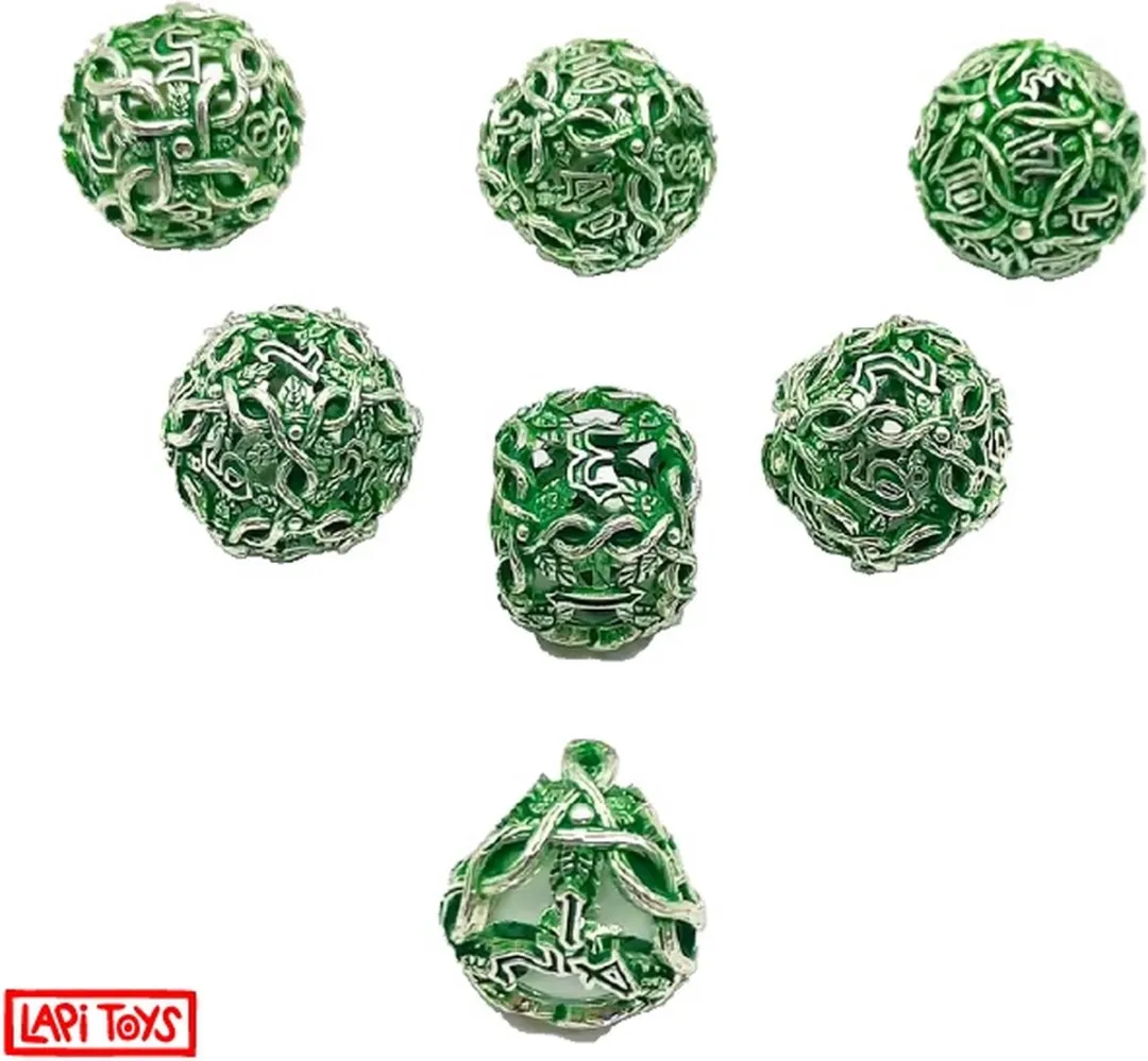 Lapi Toys DnD Polydice Metalen Dobbelstenen - 7 Stuks - Groen