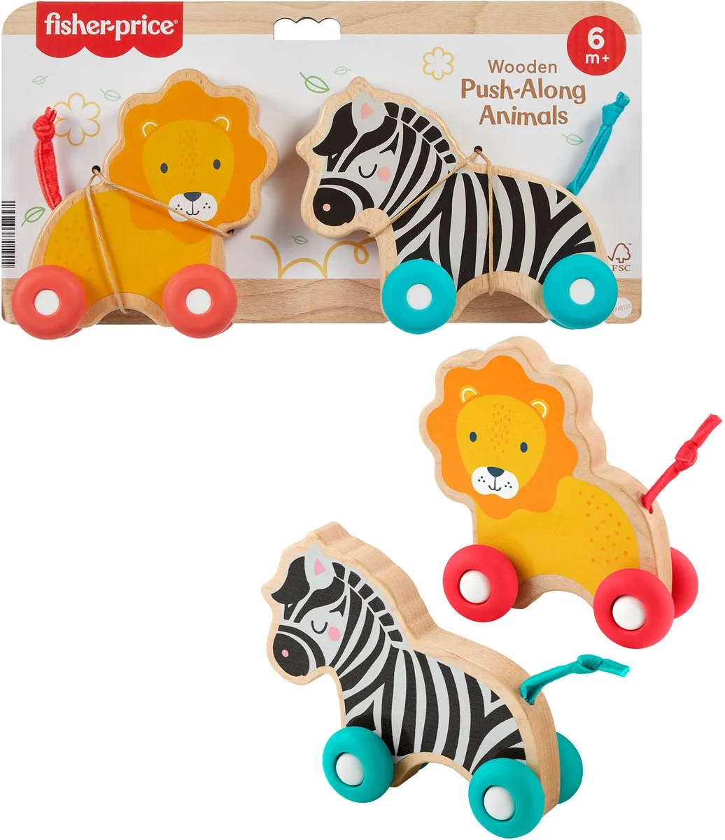 Fisher Price Houten Duwdierenbotten JFN19 - Meerkleurig - afbeelding 3 van 6