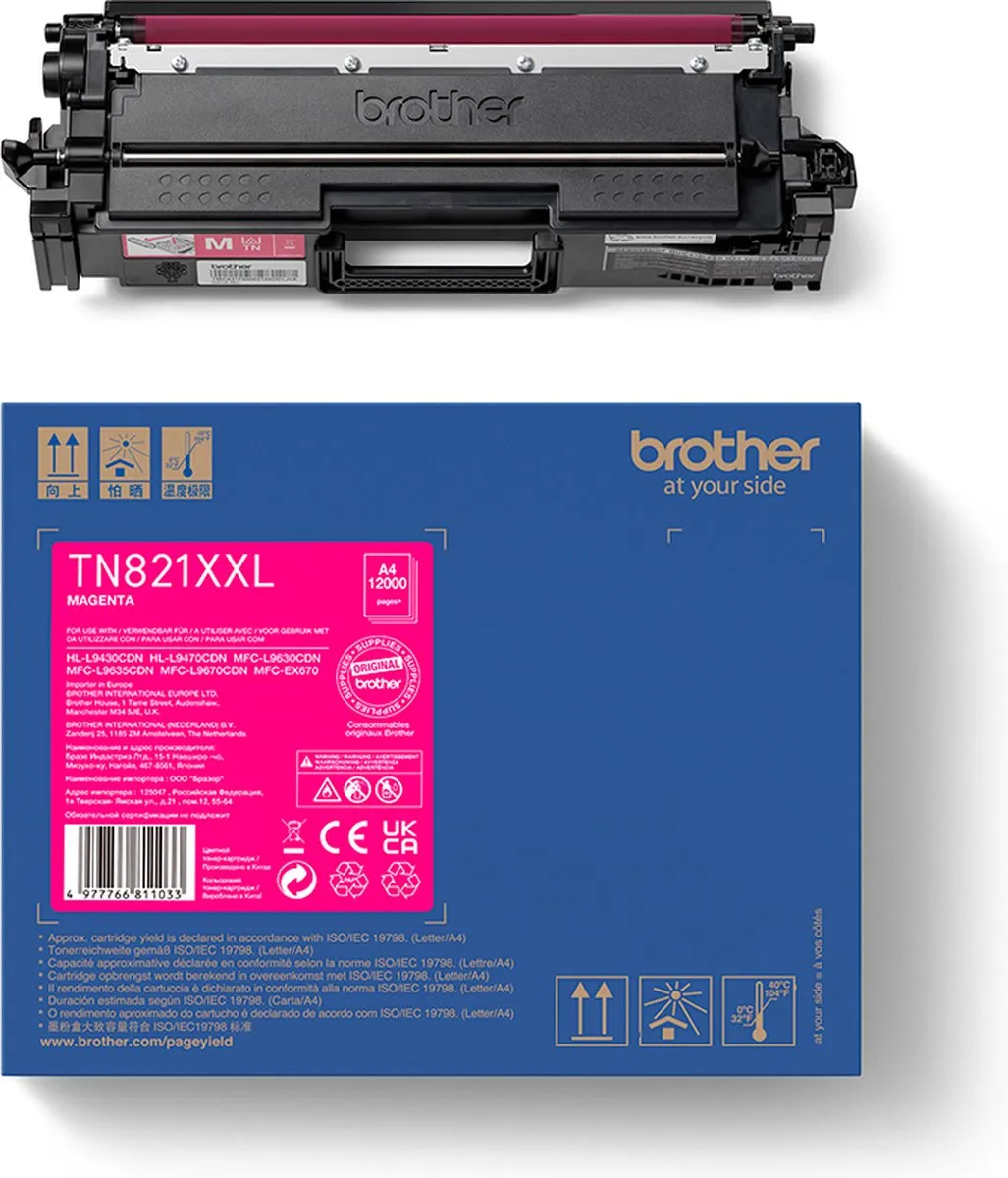 Brother TN-821XXLM Tonercartridge - Magenta - 12.000 Pagina's