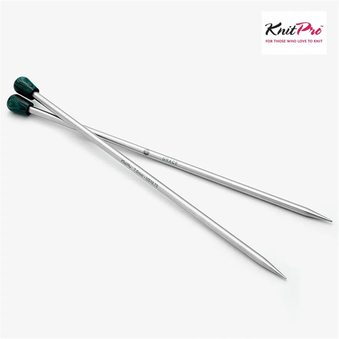 KnitPro Mindful Rechte Breinaalden 10mm x 35cm - Zilver