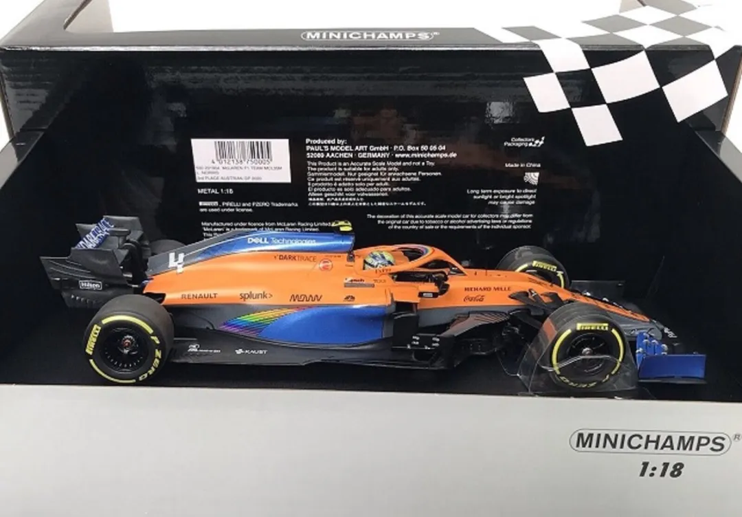 Formule 1 McLaren Renault MCL35 #4 Oostenrijkse GP 2020 - Minichamps - Oranje/Blauw