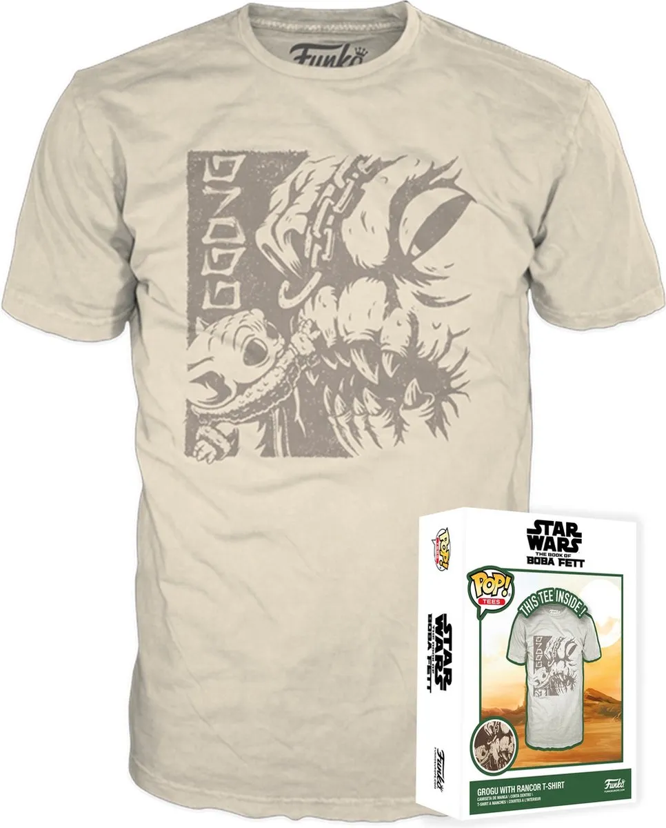 Funko Boxed Tee Star Wars The Mandalorian Grogu met Rancor